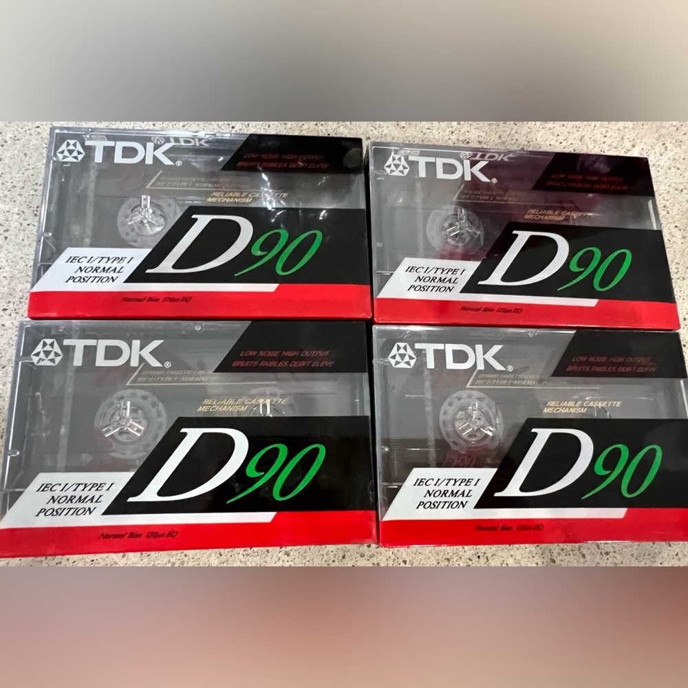 TDK Cassette Tapes D90 IEC1 Type 1 Lot of 4 Factory SEALED low noise high output